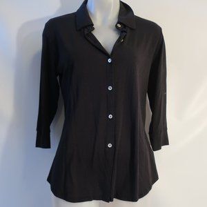 NWD Womens Southcott Black Button Top Shirt Blouse 2 US/M *